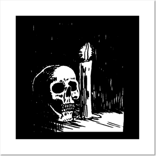 Skull by candlelight Posters and Art